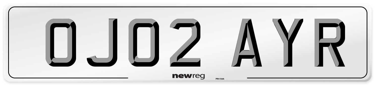 OJ02 AYR Number Plate from New Reg